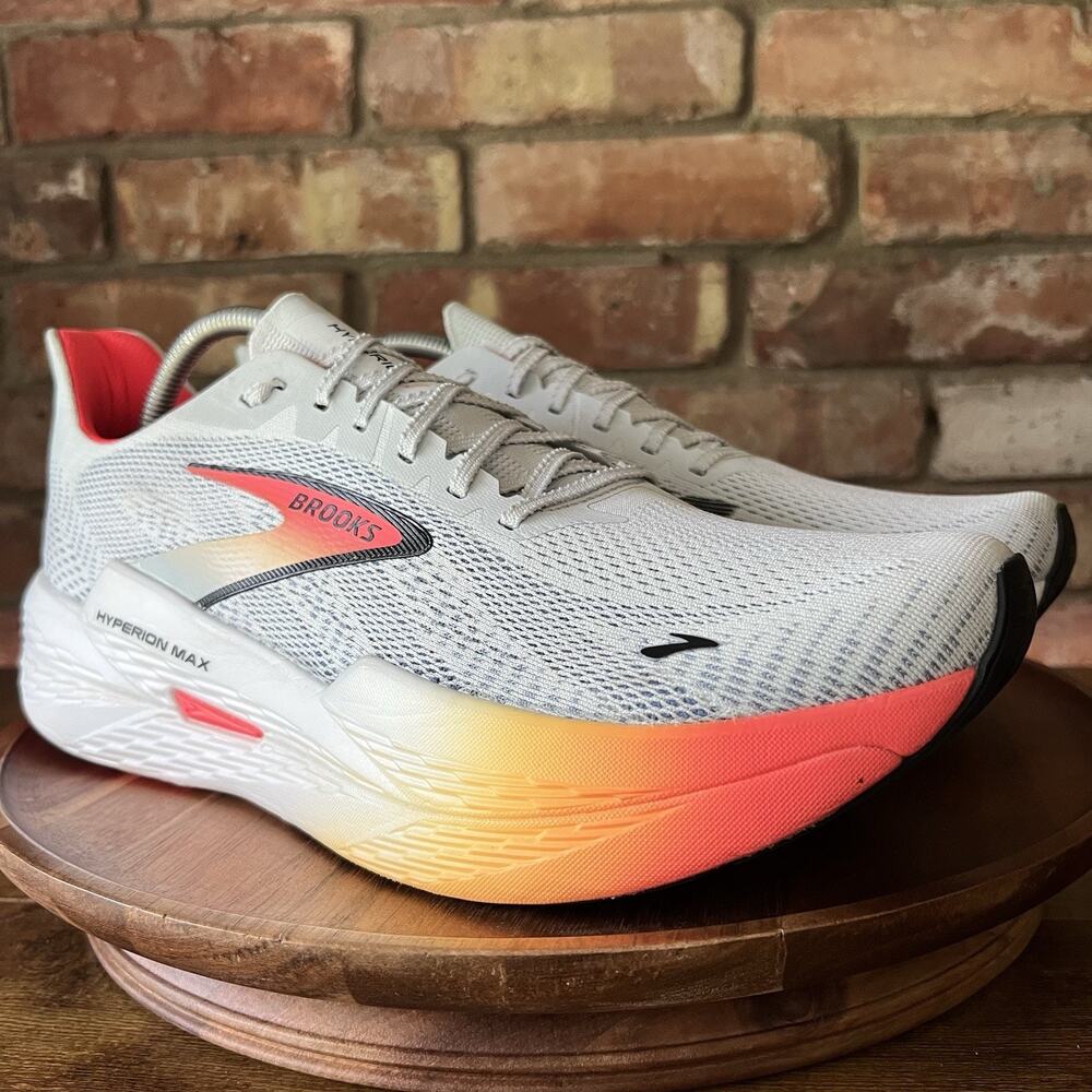 Brooks Hyperion Max 2 Mens 12 Gray Orange Max Cushion Speed Race Running Shoes - Picture 2 of 16